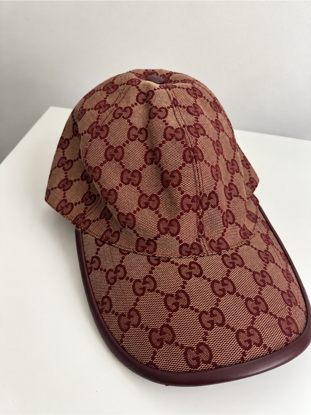 Authentic Gucci GG Monogram Canvas Baseball Cap Burgundy